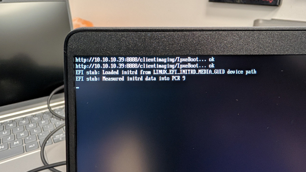 PXE Booting hangs at EFI Stub: Measured initrd data into PCR 9